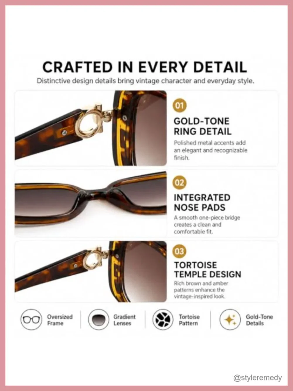 Oversized Square Sunglasses UV400 Plastic+Metal Frame